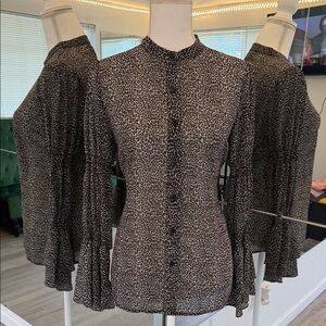 MICHAEL Michael Kors Black Leopard-Print Button Front Blouse